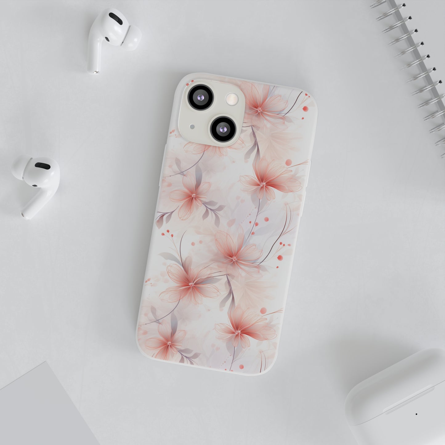 Whispering Petals: Subtle Grey & Pastel Red Gradient Phone Case