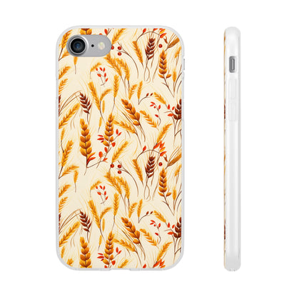 Golden Harvest: An Autumn Collage of Wheat and Berries - Flexible Phone Case