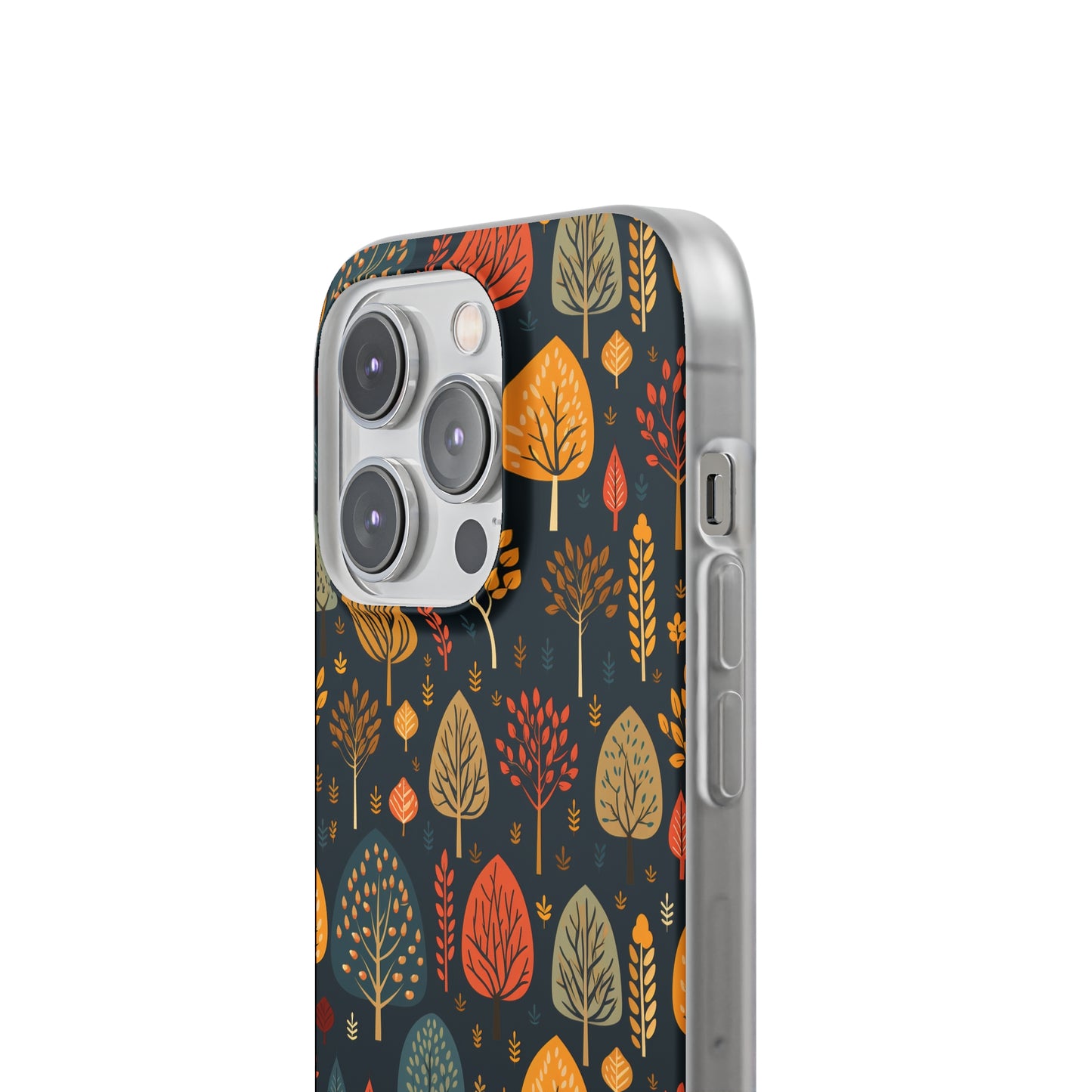 Mid-Century Mosaic: Dappled Leaves and Folk Imagery - Flexible Phone Case