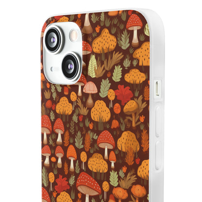 Autumn Spore Wonderland: Enchanting Mushroom and Leaf Designs - Flexible Phone Case