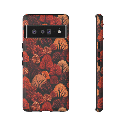 Crimson Forest: Autumn Trees in Vibrant Detail - Tough Phone Case