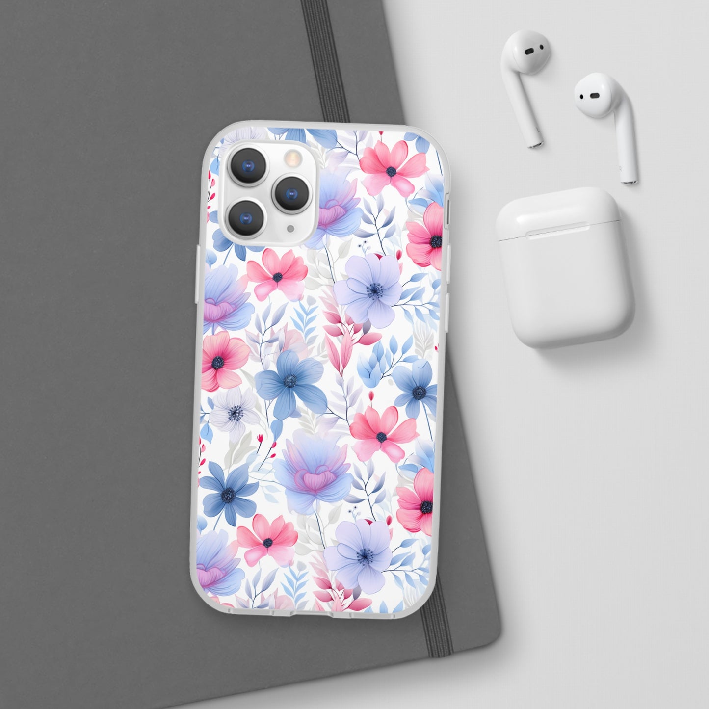 Floral Whispers - Soft Hues of Violets, Pinks, and Blues - Flexi Phone Case Phone Case Pattern Symphony iPhone 11 Pro with gift packaging  