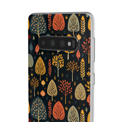 Mid-Century Mosaic: Dappled Leaves and Folk Imagery - Flexible Phone Case