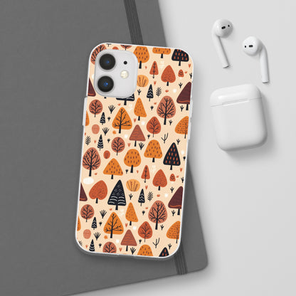 Terracotta Tree Tapestry: A Playful Autumn Mosaic - Flexible Phone Case