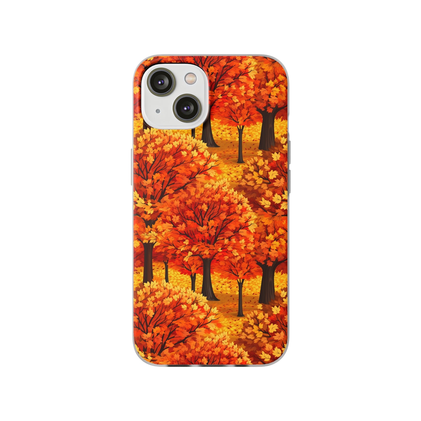 Impasto-Style Woodlands: High-Contrast Autumn Foliage - Flexible Phone Case