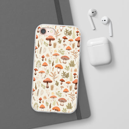 Mushroom Haven - Autumnal Tones Botanical illustration - Flexible Phone Case