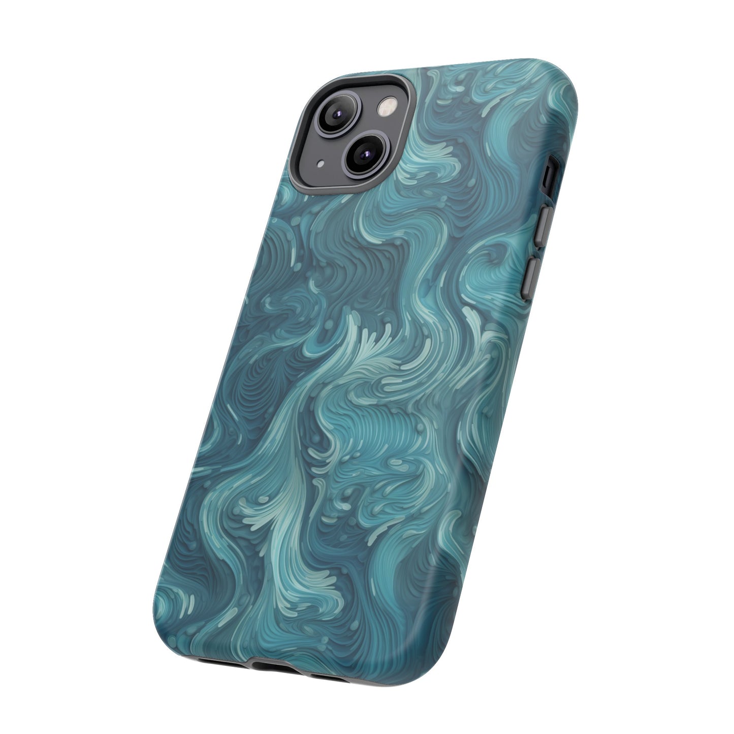 Azure Depths: Layered Blue Topographic Design Tough Phone Case