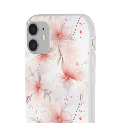 Whispering Petals: Subtle Grey & Pastel Red Gradient Phone Case