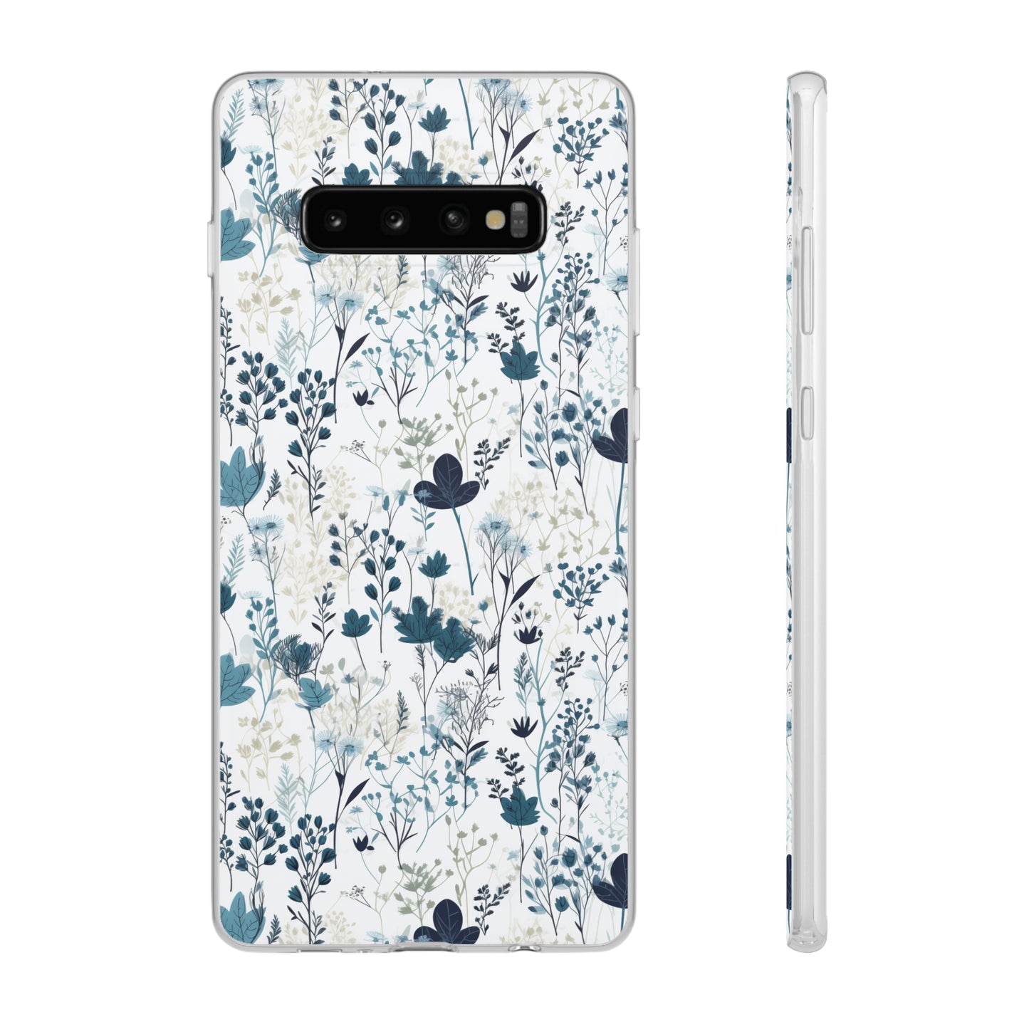 Serene Blue Wildflower Phone Case - Elegant White Background Design - Spring Collection - Flexi Cases Phone Case Pattern Symphony   