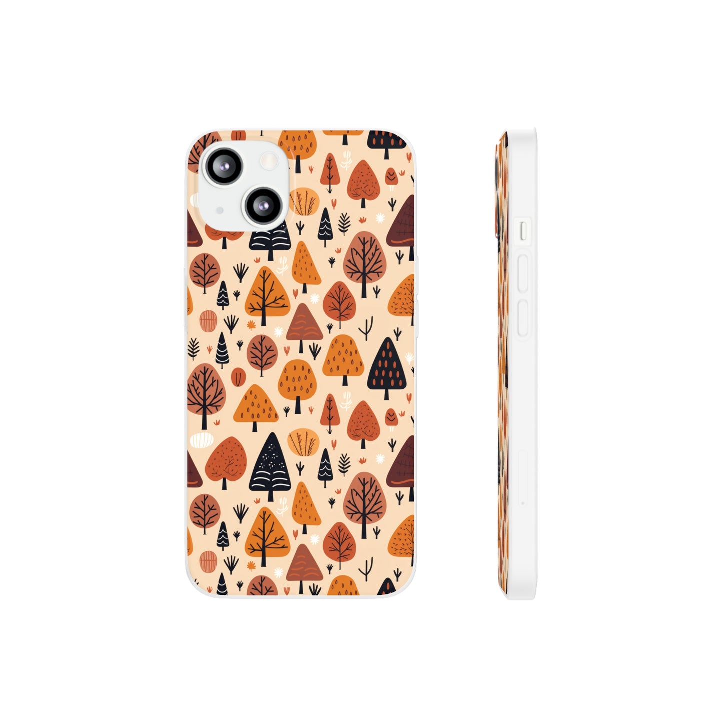 Terracotta Tree Tapestry: A Playful Autumn Mosaic - Flexible Phone Case