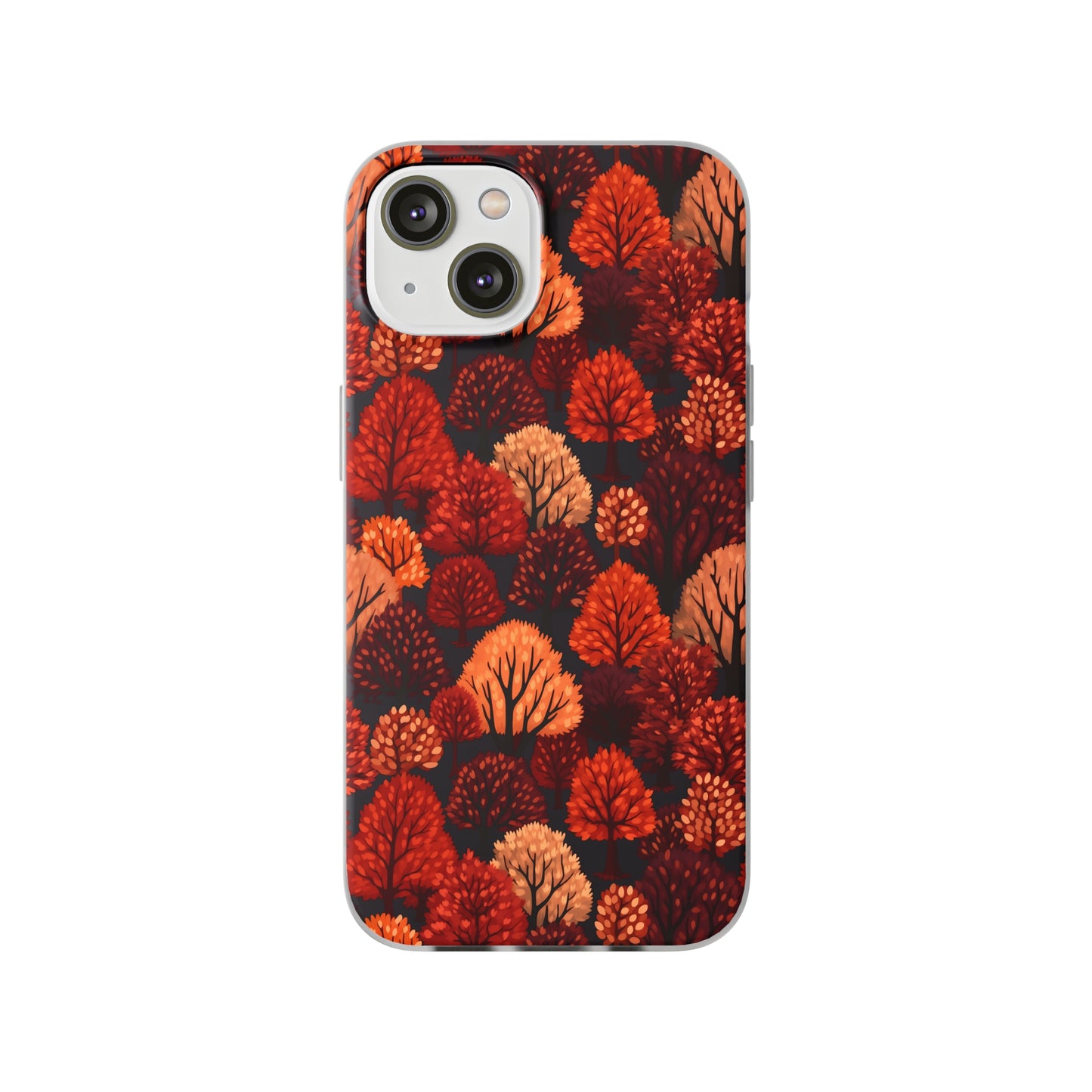 Crimson Forest: Autumn Trees in Vibrant Detail - Flexible Phone Case