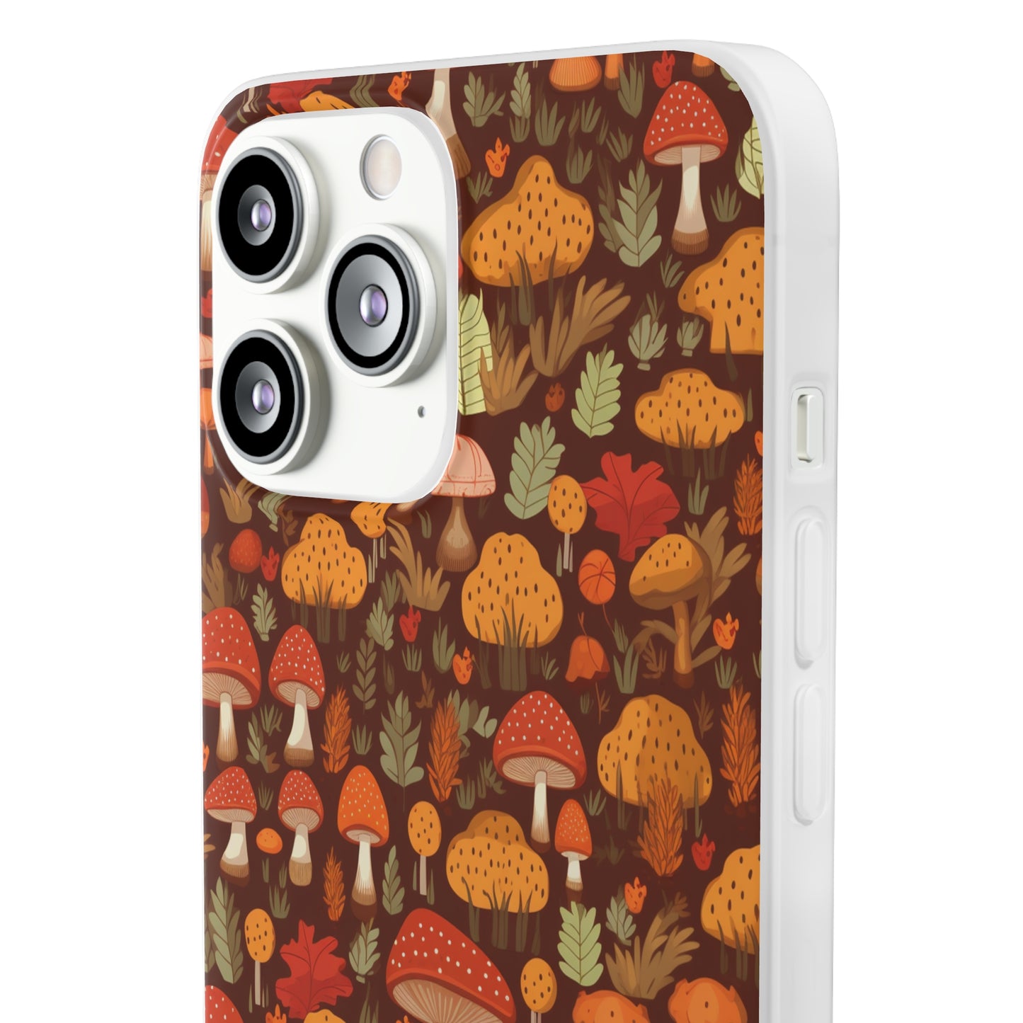 Autumn Spore Wonderland: Enchanting Mushroom and Leaf Designs - Flexible Phone Case