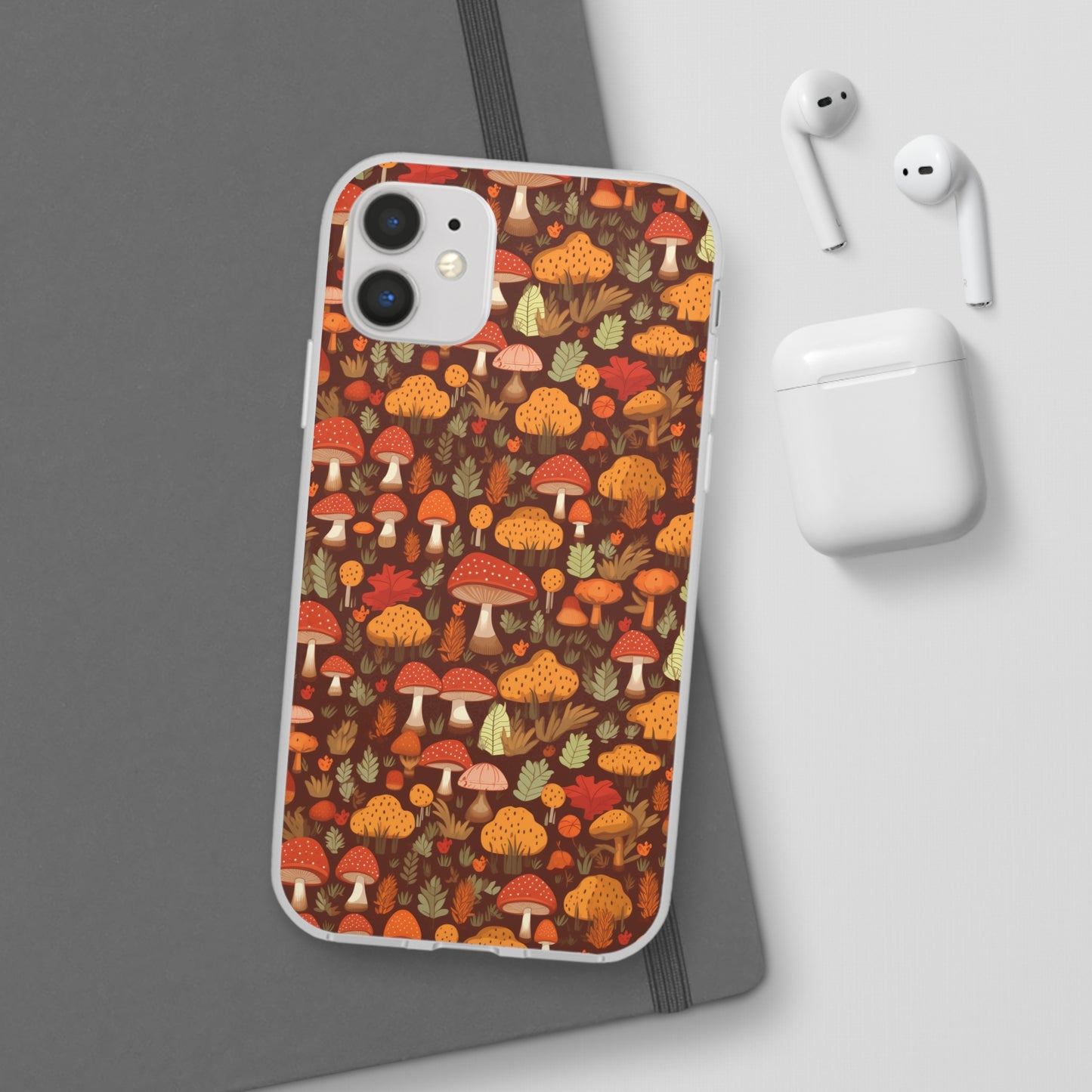 Autumn Spore Wonderland: Enchanting Mushroom and Leaf Designs - Flexible Phone Case