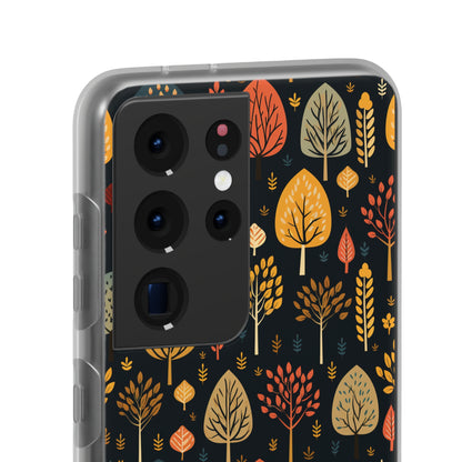 Mid-Century Mosaic: Dappled Leaves and Folk Imagery - Flexible Phone Case