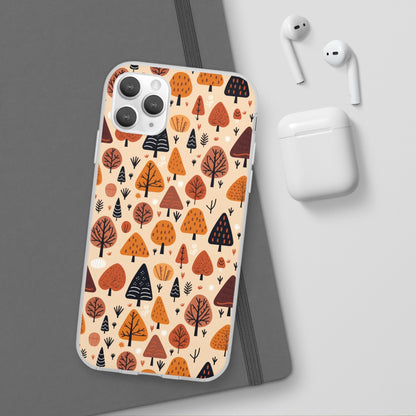 Terracotta Tree Tapestry: A Playful Autumn Mosaic - Flexible Phone Case