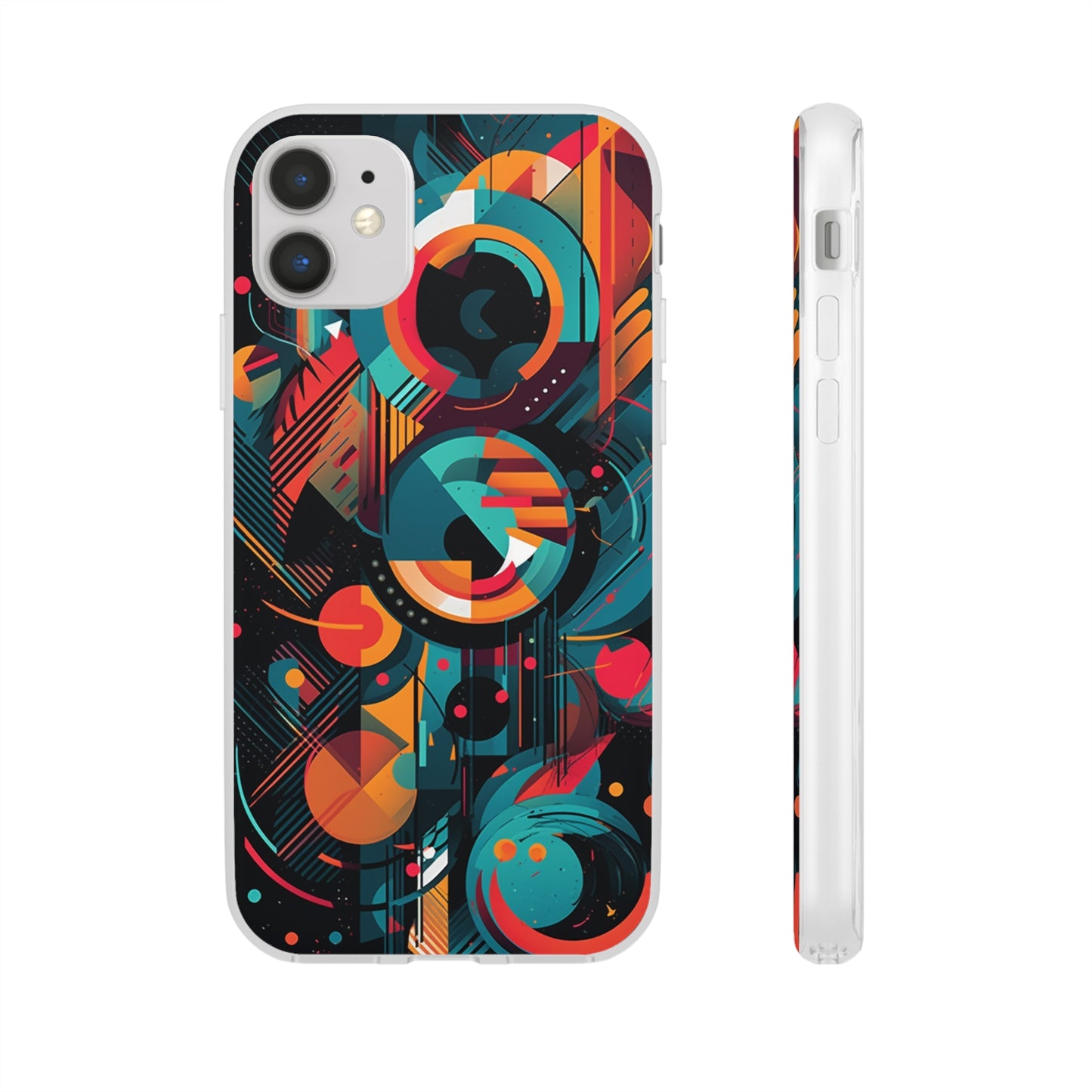 Vibrant Geometric Fusion Phone Case - Bold Squares & Circles Design - Flexi Cases Phone Case Pattern Symphony   