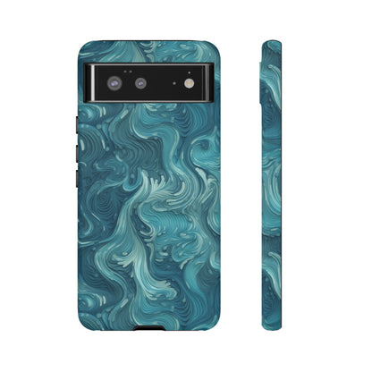 Azure Depths: Layered Blue Topographic Design Tough Phone Case