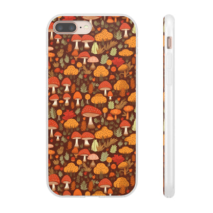 Autumn Spore Wonderland: Enchanting Mushroom and Leaf Designs - Flexible Phone Case