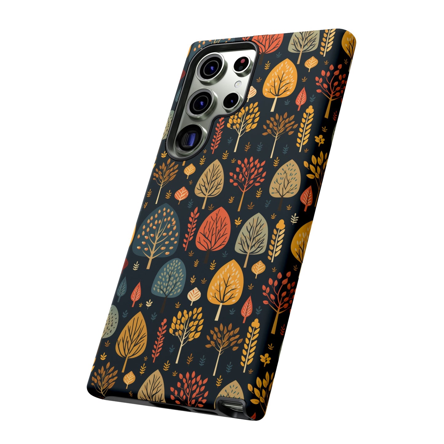 Mid-Century Mosaic: Dappled Leaves and Folk Imagery - Tough Phone Case