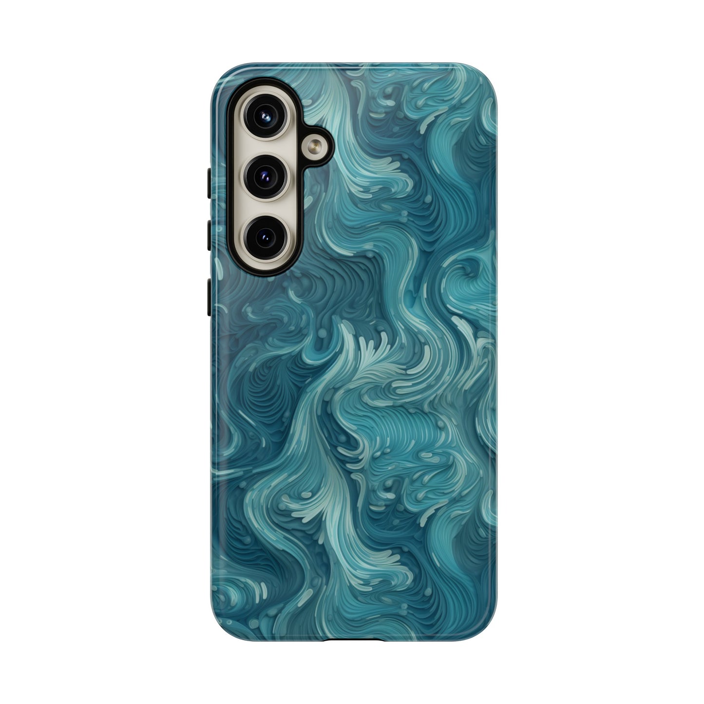 Azure Depths: Layered Blue Topographic Design Tough Phone Case