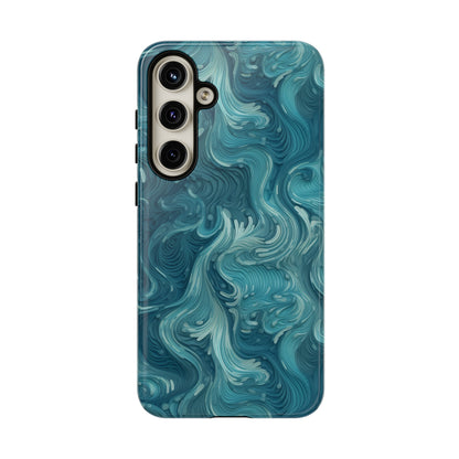 Azure Depths: Layered Blue Topographic Design Tough Phone Case