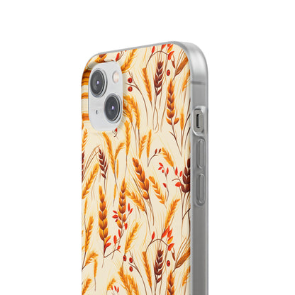 Golden Harvest: An Autumn Collage of Wheat and Berries - Flexible Phone Case