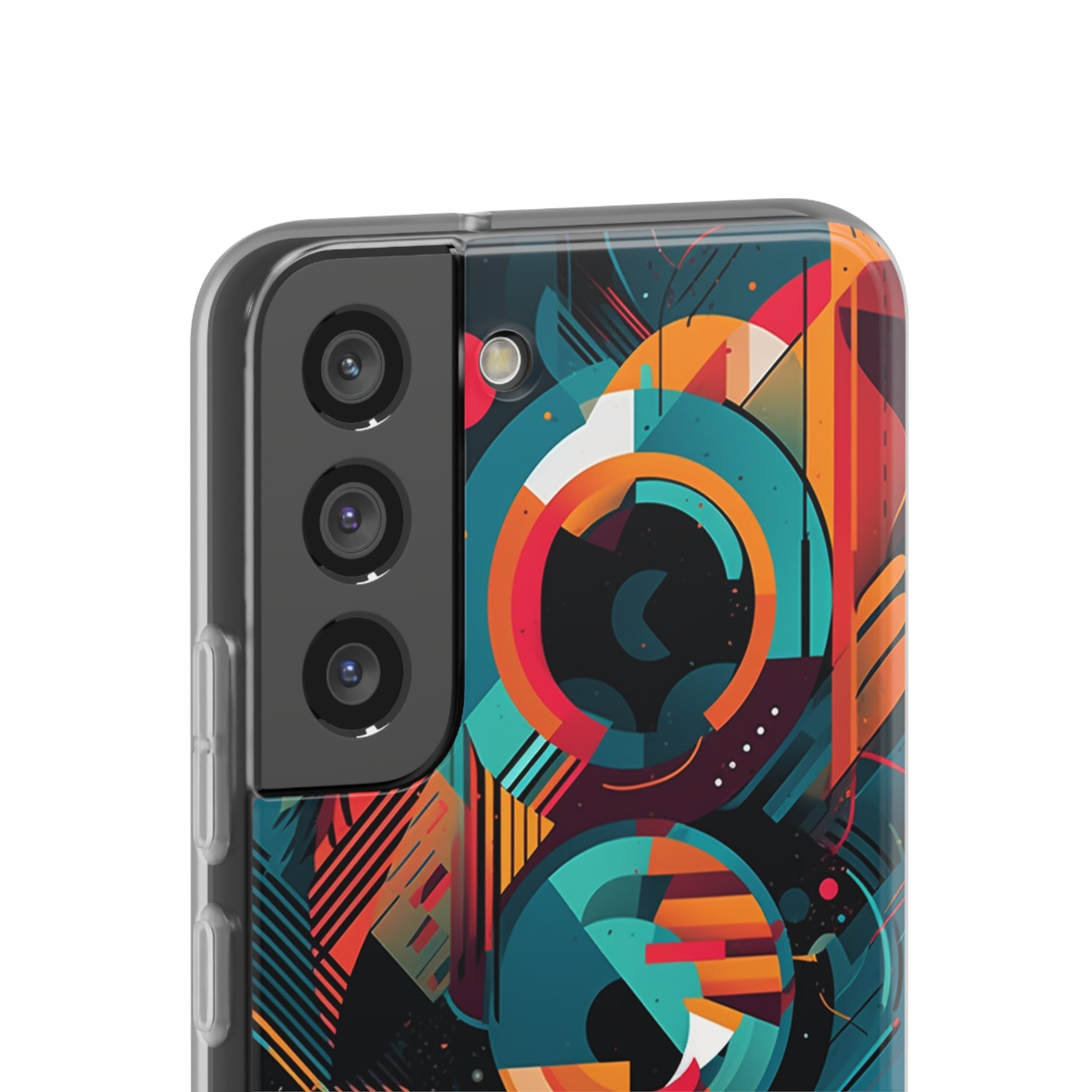 Vibrant Geometric Fusion Phone Case - Bold Squares & Circles Design - Flexi Cases Phone Case Pattern Symphony   