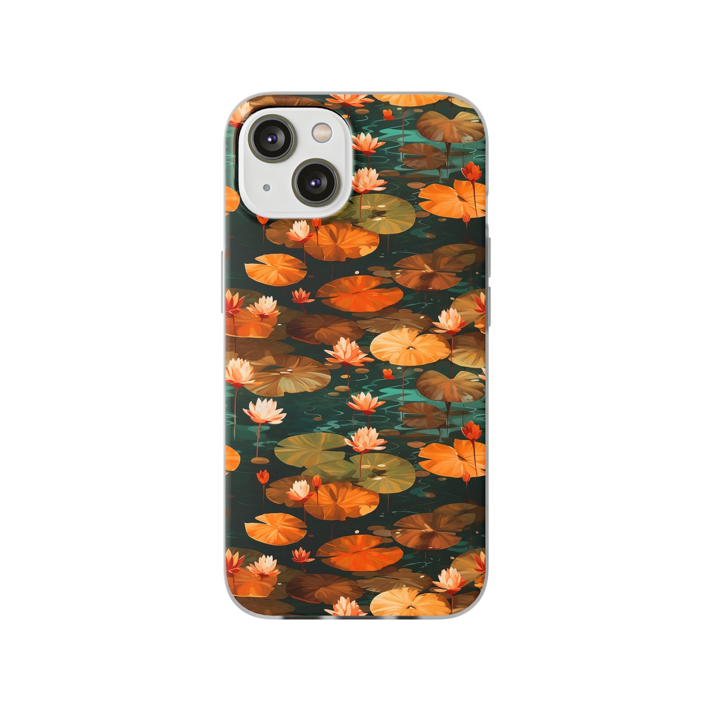 Orange Lotus Whisper: Autumn on the Water - Flexible Phone Case