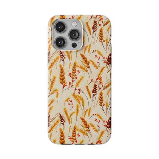 Golden Harvest: An Autumn Collage of Wheat and Berries - Flexible Phone Case