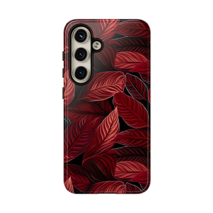 Scarlet Whispers: Lush Autumn Colours in Botanical Bliss - Tough Phone Case