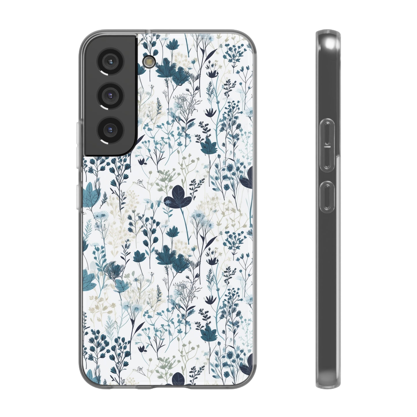 Serene Blue Wildflower Phone Case - Elegant White Background Design - Spring Collection - Flexi Cases Phone Case Pattern Symphony   