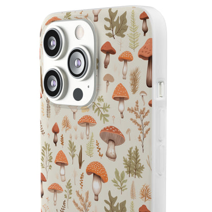 Mushroom Haven - Autumnal Tones Botanical illustration - Flexible Phone Case