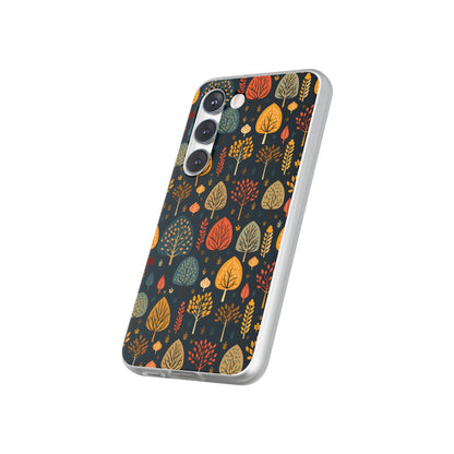 Mid-Century Mosaic: Dappled Leaves and Folk Imagery - Flexible Phone Case