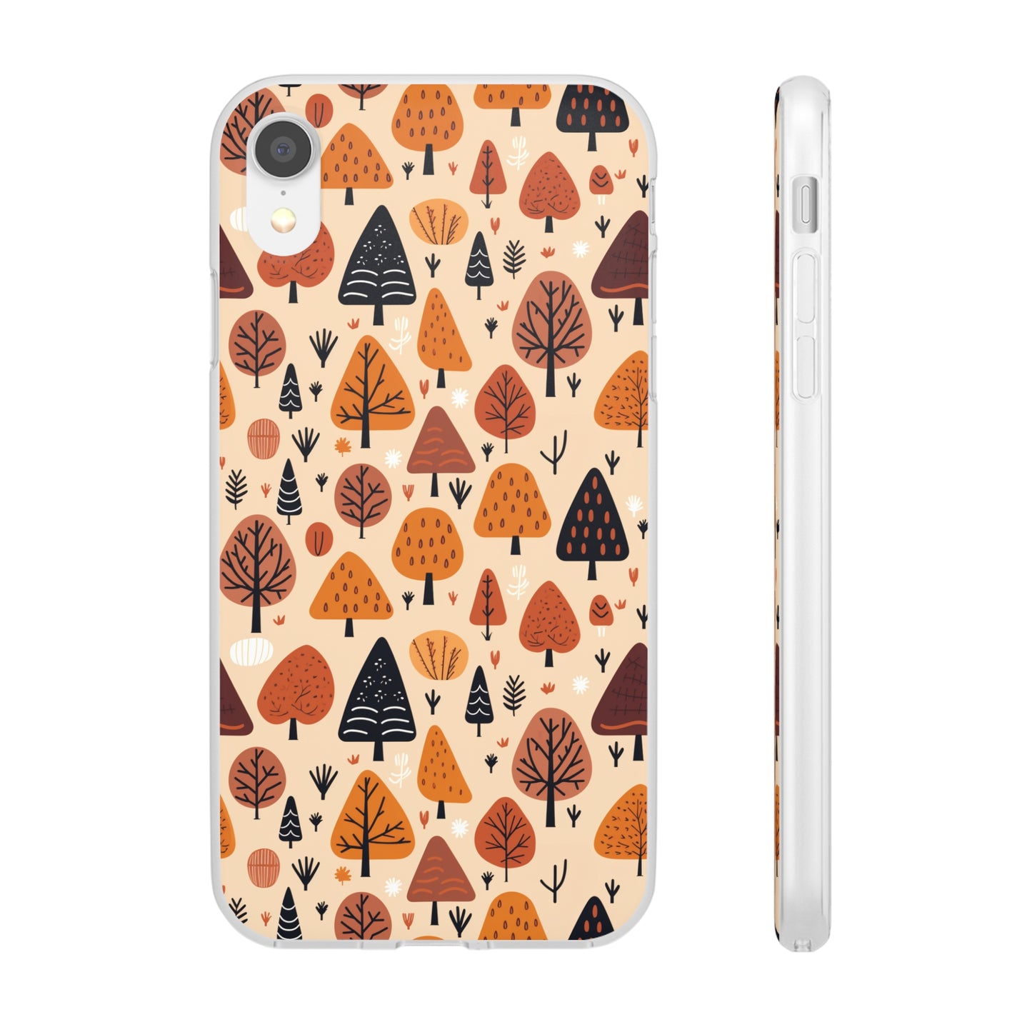 Terracotta Tree Tapestry: A Playful Autumn Mosaic - Flexible Phone Case