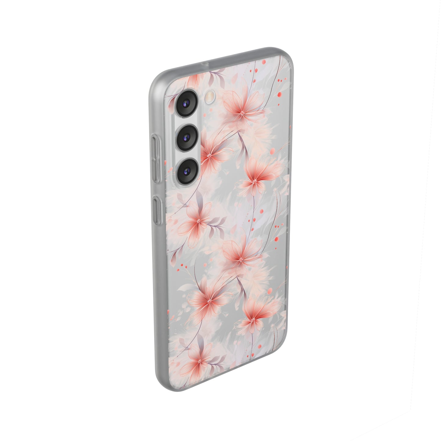 Whispering Petals: Subtle Grey & Pastel Red Gradient Phone Case