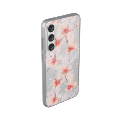 Whispering Petals: Subtle Grey & Pastel Red Gradient Phone Case