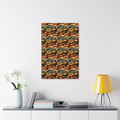 Orange Lotus Whisper: Autumn on the Water - Satin Canvas, Stretched