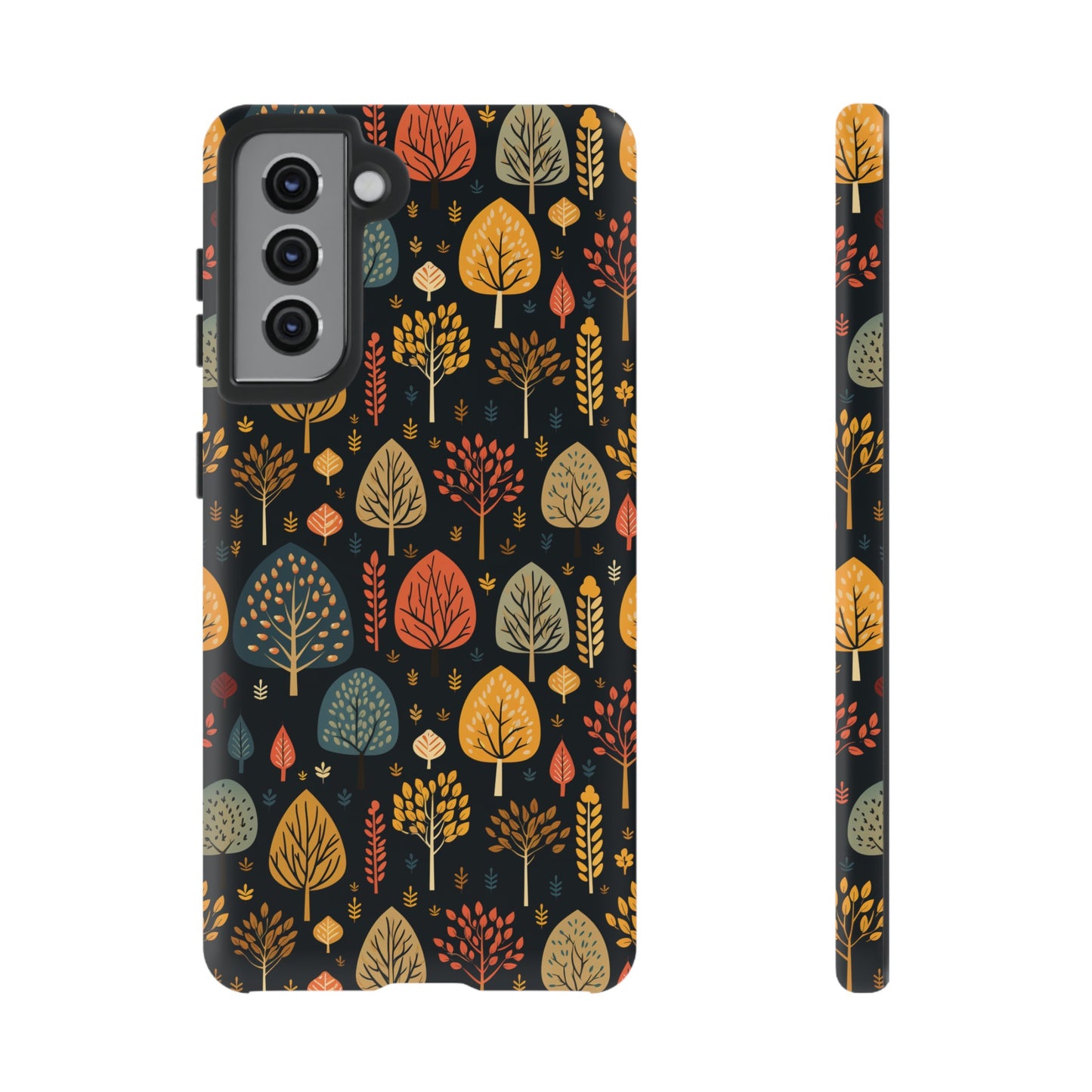 Mid-Century Mosaic: Dappled Leaves and Folk Imagery - Tough Phone Case