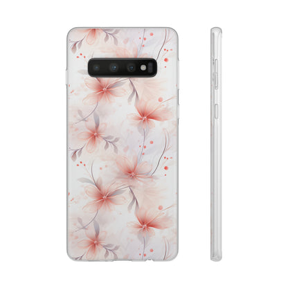 Whispering Petals: Subtle Grey & Pastel Red Gradient Phone Case