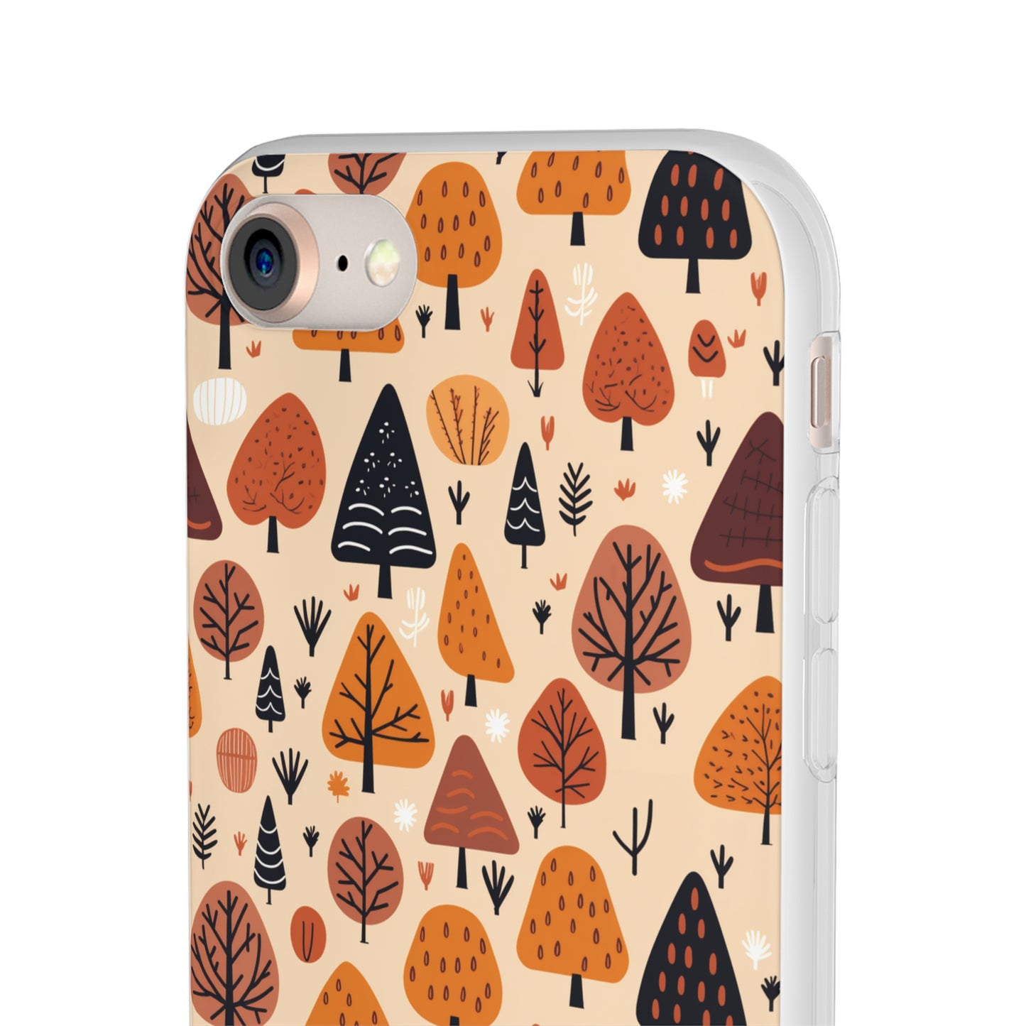 Terracotta Tree Tapestry: A Playful Autumn Mosaic - Flexible Phone Case