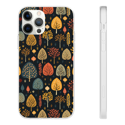 Mid-Century Mosaic: Dappled Leaves and Folk Imagery - Flexible Phone Case