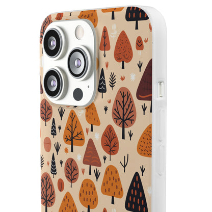 Terracotta Tree Tapestry: A Playful Autumn Mosaic - Flexible Phone Case