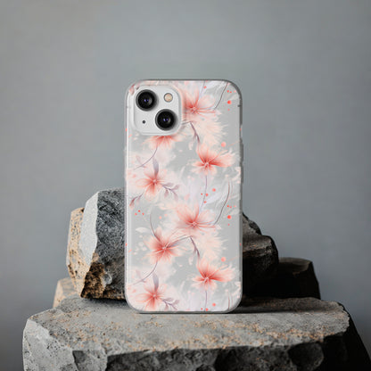 Whispering Petals: Subtle Grey & Pastel Red Gradient Phone Case