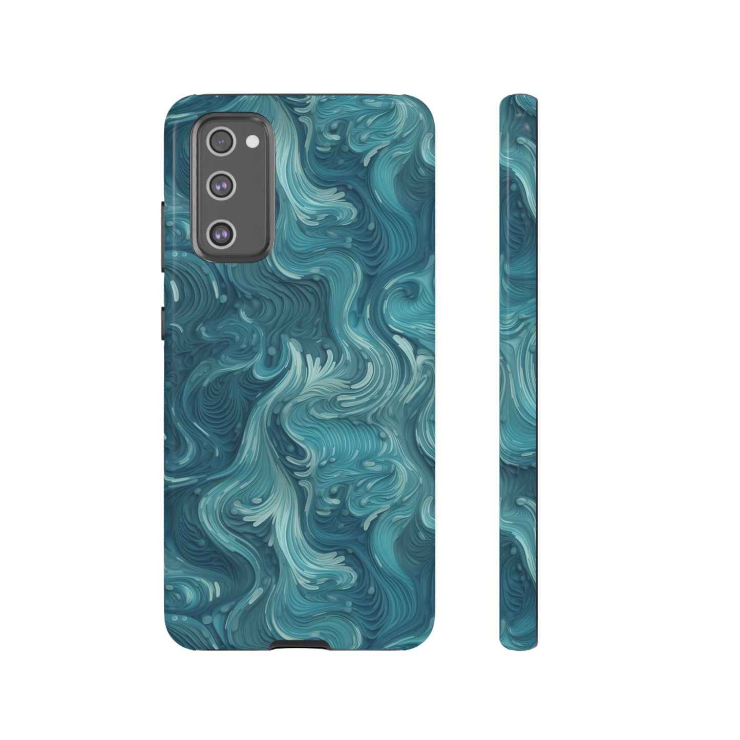 Azure Depths: Layered Blue Topographic Design Tough Phone Case