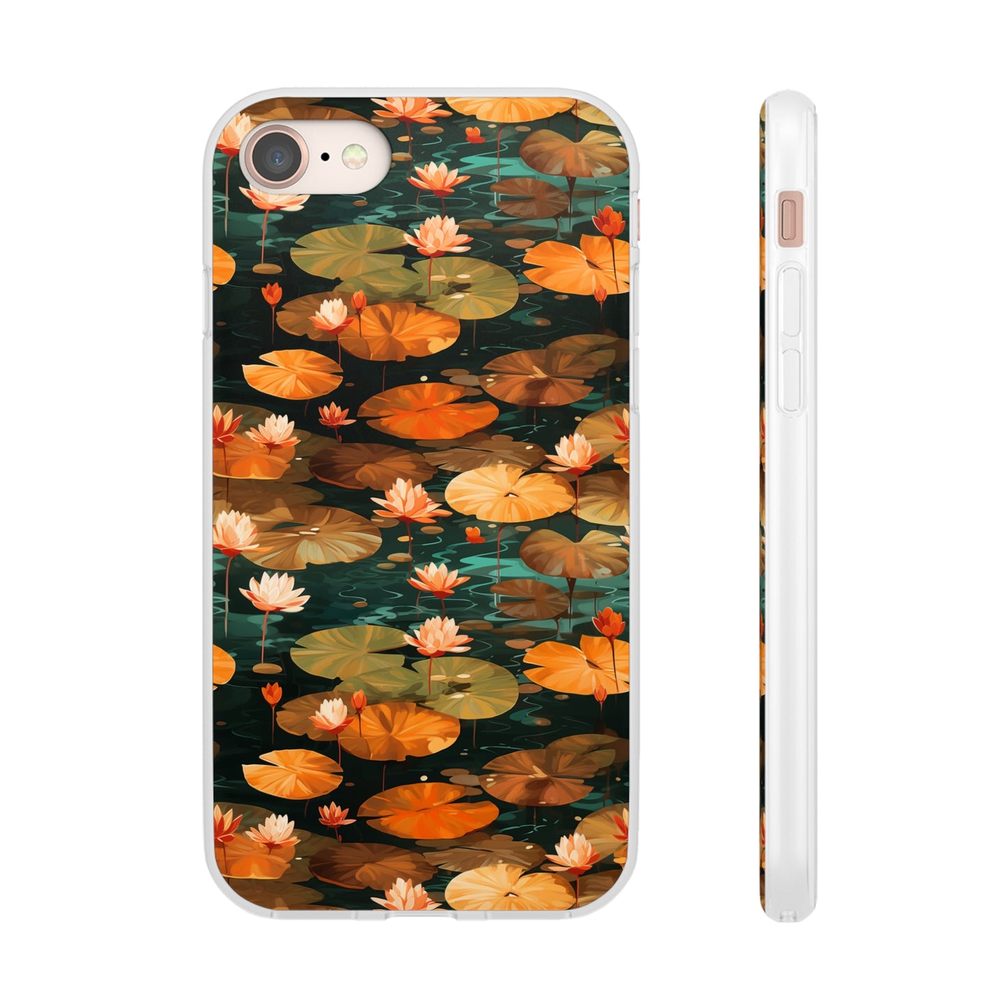 Orange Lotus Whisper: Autumn on the Water - Flexible Phone Case