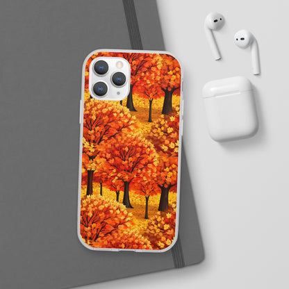 Impasto-Style Woodlands: High-Contrast Autumn Foliage - Flexible Phone Case