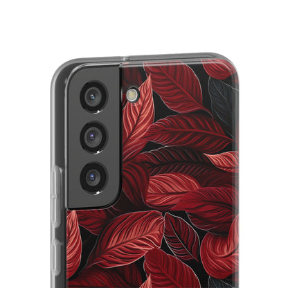 Scarlet Whispers: Lush Autumn Colours in Botanical Bliss - Flexible Phone Case