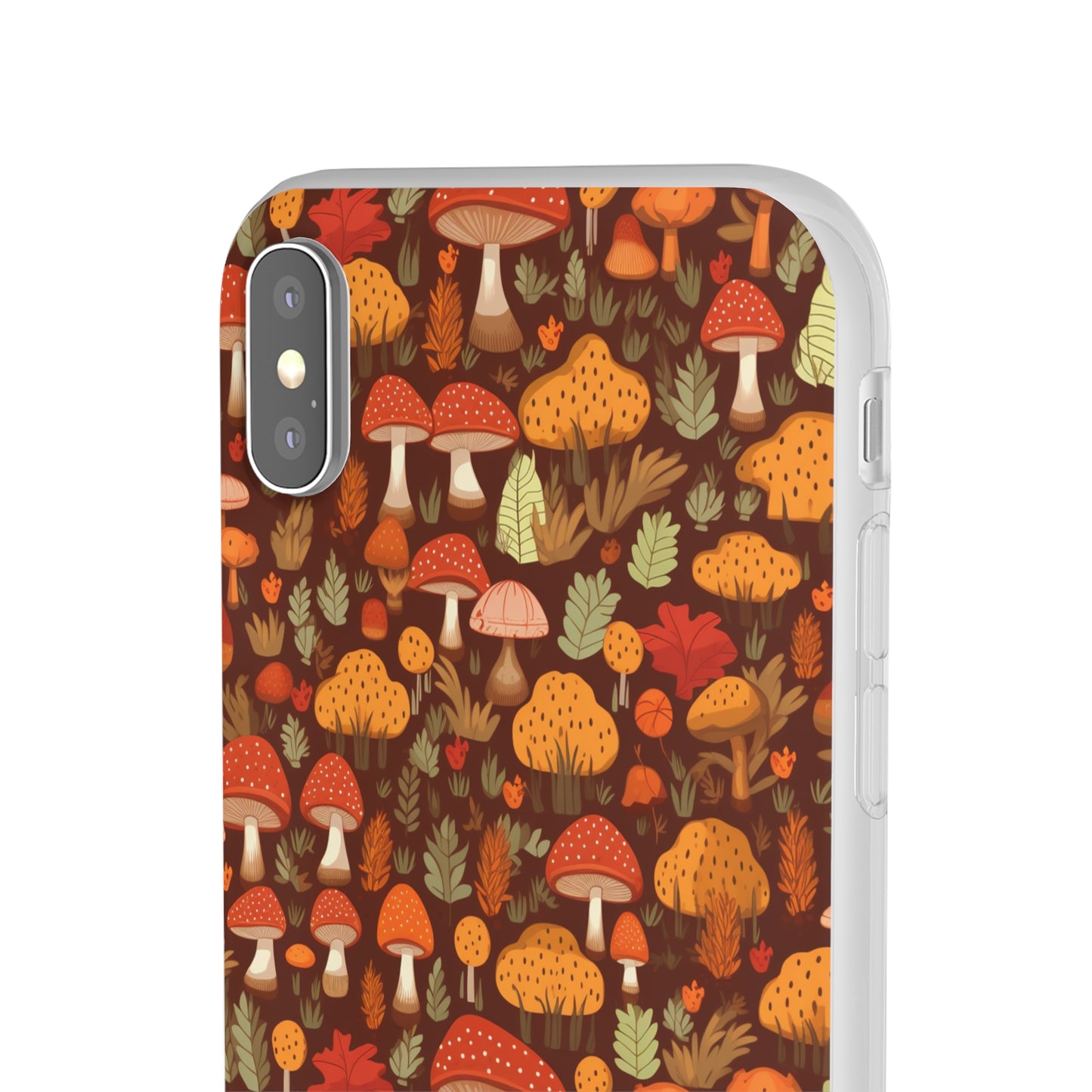 Autumn Spore Wonderland: Enchanting Mushroom and Leaf Designs - Flexible Phone Case