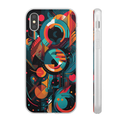 Vibrant Geometric Fusion Phone Case - Bold Squares & Circles Design - Flexi Cases Phone Case Pattern Symphony   