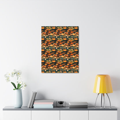 Orange Lotus Whisper: Autumn on the Water - Satin Canvas, Stretched